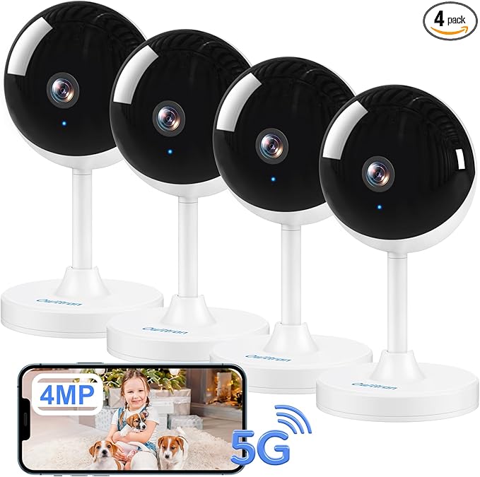 owltron Indoor Security Camera 4MP,4 Pack 2.4GHz/5G WiFi 2K Home Cameras for Baby/Elder/Dog/Pet/Nanny Monitor Cam with Phone app,24/7 Cloud&SD Card Storage,2-Way Audio,Compatible with Alexa
