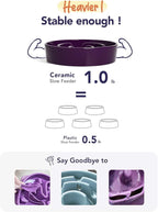 LE TAUCI Ceramic Slow Feeder Dog Bowls Small Breed, 0.6 Cups Dog Food Dish for Fast Eaters, Puzzle Bowl for Small Dogs and Cats,Purple
