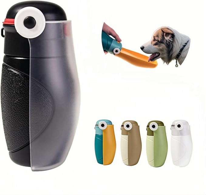 Dog Water Bottle Portable Puppy Travel Foldable Water Bottle Leak Proof Water Dispenser for Pet Cats Walking Hiking Travel Food Grade Plastic-Back 16 oz