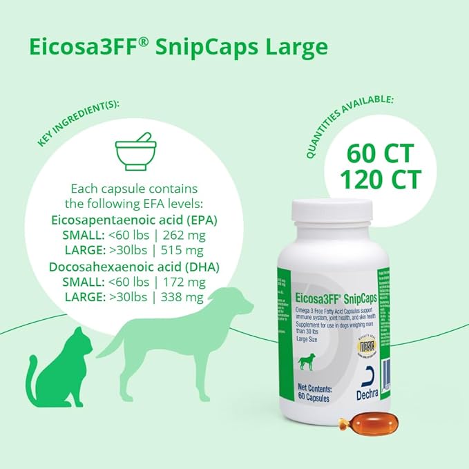 SnipCaps Omega 3 Free Fatty Acid Capsules for Dogs - Large, 60 ct