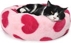 Small Cat Bed Washable Donut Cute with Sides Cat Beds Pink Heart for Girls Calming Orthopedic 20 Inch
