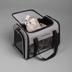 Cat Dog Carrier for Small Medium Pets up to 18 Lbs, Lightweight Portable Pet Bag, TSA Airline Approved Carrier, Soft Sided Cat Bag, Collapsible Travel Carrier(17x11x11 Grey)