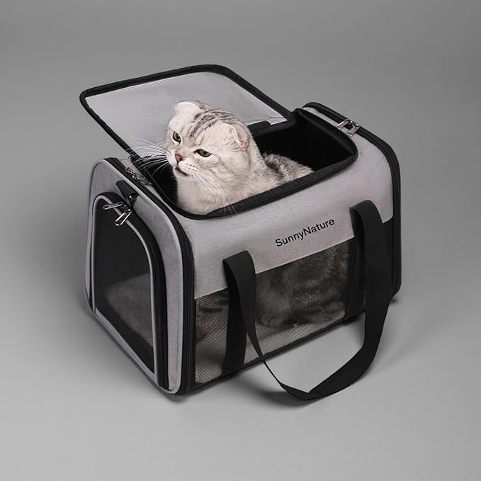 Cat Dog Carrier for Small Medium Pets up to 18 Lbs, Lightweight Portable Pet Bag, TSA Airline Approved Carrier, Soft Sided Cat Bag, Collapsible Travel Carrier(17x11x11 Grey)