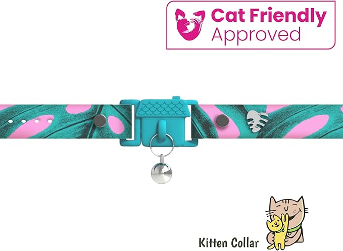 Kittyrama Botanicals Monstera Kitten Collar. Award Winning. Hypoallergenic, Quick Release Breakaway, Comfy & Soft. Vet Approved. Other Styles Available