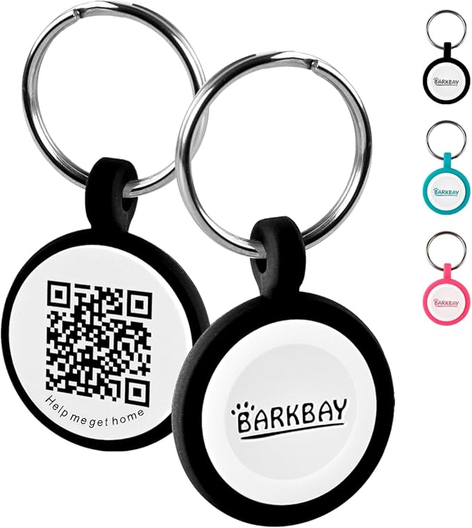 Dog Tags Personalized,QR Code Smart Pet ID Name Tag,Instant Location Alerts,Easy Online Profile Updates,No Fees,No Apps,Anti-Lost,Waterproof Silicone Dog Cat Tag for Small,Medium,Large Dogs(Black)