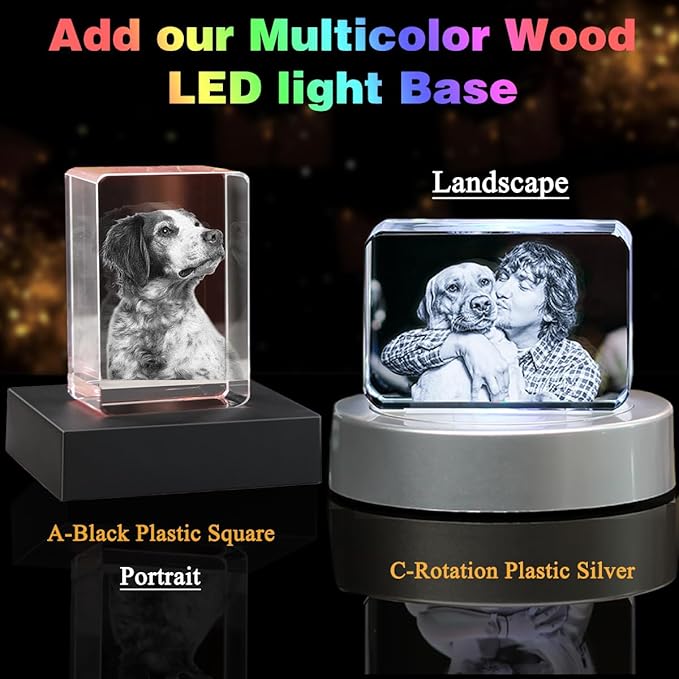 Pet Memorial Gifts for Dogs Cats Horses，Personalized Pet 3D Crystal Photo，Custom 3D Pictures,Engraved Crystal in Memory of Dog,3D Laser Etched Picture, Customized Gifts