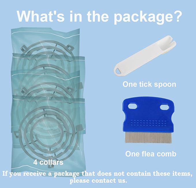 Natural Ingredients Flea Collar for Cats, Safe and Effective Flea and Tick Repellent, Waterproof, 8 Months Protection Each, Free Comb and Tick Scoop, One Size Fits All, 13.8 inch, 4-Pack