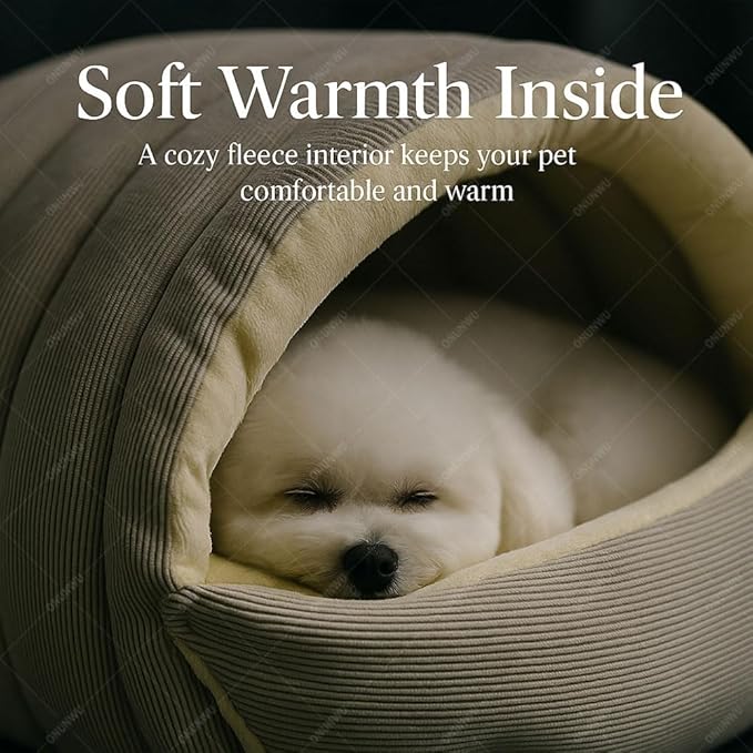 2026 Cozy Cat Cave Removable and Washable Winter Closed-Off Cat Bed Upgraded Cat Winter Bed with Soft Plush Cushion Warm Enclosed Sleeping House for Indoor Cats and Small Dogs (Velvet Green, Small)