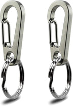 IVIA Dog Tag Clips / 2 Pack/Multiple Size 304 Stainless Steel Quick Clip with Rings/Easy Change Dog Cat ID Tag Holder for Small pet Collars and Harnesses.(2 Small Grey)