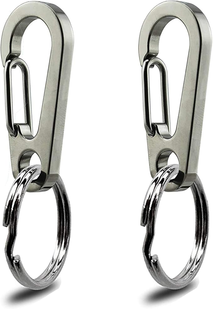 IVIA Dog Tag Clips / 2 Pack/Multiple Size 304 Stainless Steel Quick Clip with Rings/Easy Change Dog Cat ID Tag Holder for Small pet Collars and Harnesses.(2 Small Grey)