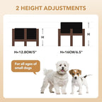 Ceramic 6.1inch Raised Double Dog Bowls Set with Acacia Wood Stand, 2 Heights Elevated, Food & Water Bowls for Small Dogs(28.2oz, Starry Sky)