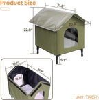 Large Cat House for Outdoor Cats Weatherproof, Indestructible Feral Cat House for Outside, Waterproof Elevated Kitty Pet House with Soft Pad, Extra Roof Cover, Easy Assembly, Barn, Porch
