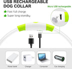 BSEEN Light Up Dog Collar - Rainproof Rechargeable LED Dog Collar - TPU Cuttable Glowing Pet Collar for Small Dogs& Cats - Puppy Safety Dog Lights for Night Walking (XS- Green 40cm)