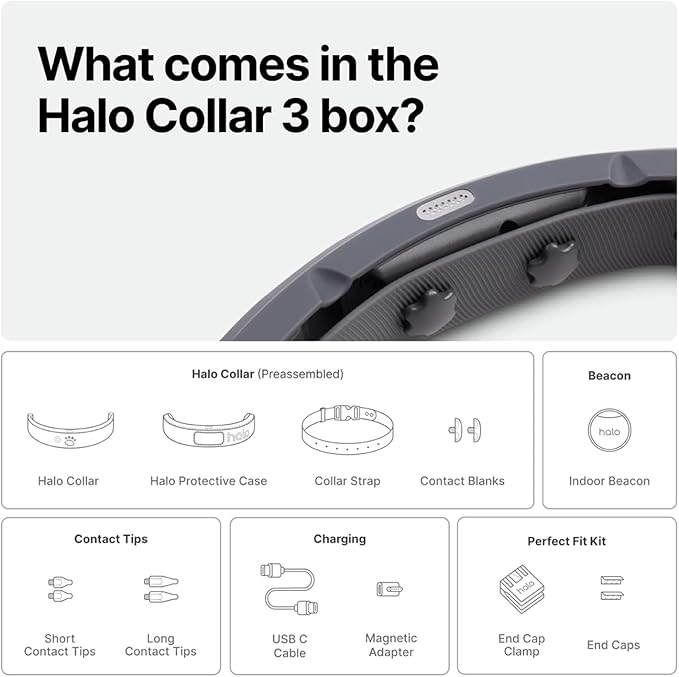 Halo Collar 3, Multifunctional GPS Wireless Dog Fence & Dog Training Collar with GPS Tracker, Subscription Required, Waterproof, Sunburst (Medium/Large)
