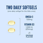 Oceanblue Omega 3 Supplement for Women | Burpless Fish Oil 720mg with Vitamin D3 | Small Pills Easy to Swallow Mini Softgels | Heart Immune Support Orange Flavor (60 Count Minicap)