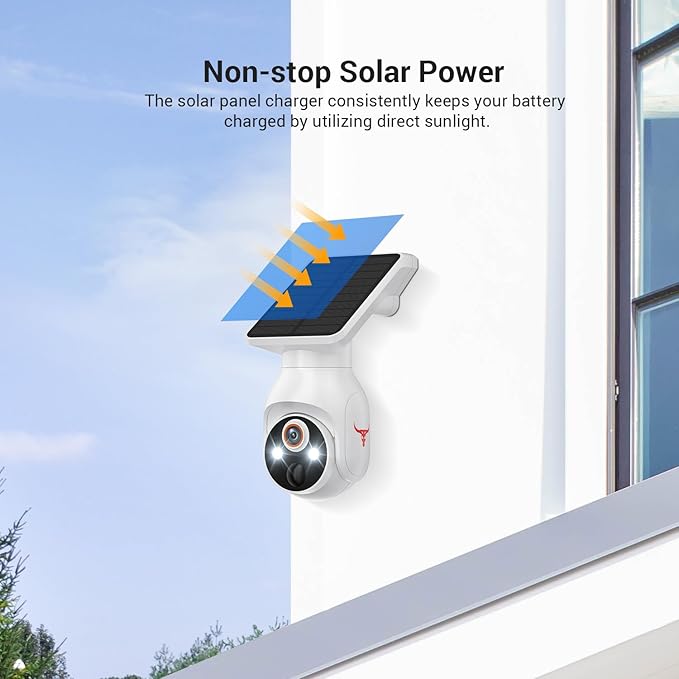 1080p Security Camera Wireless with Solar Panel, 2.4G WiFi Only, AI Human Detection, 2-Way Audio, Color Night Vision, Indoor/Outdoor Surveillance Bullet Cam, Cloud Storage (Sold Separately)