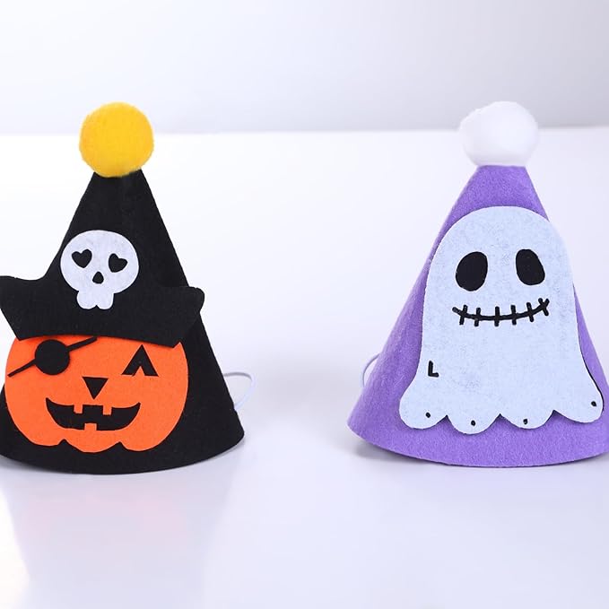 10 Pcs Halloween Dogs Hats Cute Ghost Halloween Cats Party Pet Pumpkin Set Puppies Kittens Grooming Accessories Costumes.