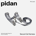 pidan Cat Harness & Leash Set, Cats Escape Proof Adjustable Kitten Harness for Large Small Cats, Lightweight Soft Walking Travel Petsafe Harness Grey,Neck Girth 7.8'' 12.2'', Chest Girth 10.2'' 16.9''