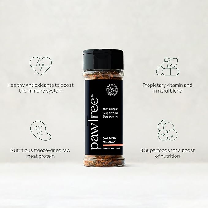 pawTree Healthy Food Toppers for Dogs & Cats - Appetite Booster with Freeze-Dried Proteins. Delicious Pet Food Seasonings and Flavor Enhancer for Picky Eaters & Appetite Stimulation (Salmon)