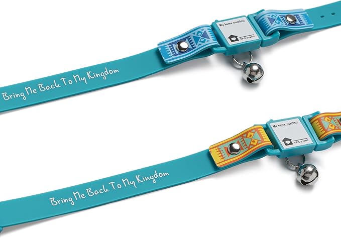 New Kittyrama -I Have A Home- Cat Collar with Bell. Breakaway, Quick Release, Hypoallergenic, Vet Approved. Lightweight Kitten Collar. As Seen in Vogue. Soft & Comfy. River