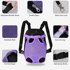 FEimaX Dog Carrier Backpack Pet Legs Out Front Cat Travel Bag, Adjustable Puppy Backpacks Carriers Hands-Free for Small Medium Dogs Cats Hiking Traveling Camping Daily Walking (Small, Purple)