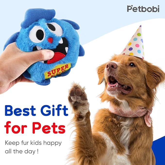 Petbobi Upgrade Dog Toys Interactive Monster Plush Ball Shake Squeak Crazy Bouncer Toy Exercise Electronic Toy for Puppy Motorized Entertainment for Pets