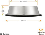Neater Pet Brands - Stainless Steel No-Skid & Non-Tip Dog Bowl for Food or Water (32 oz, Stainless Steel)