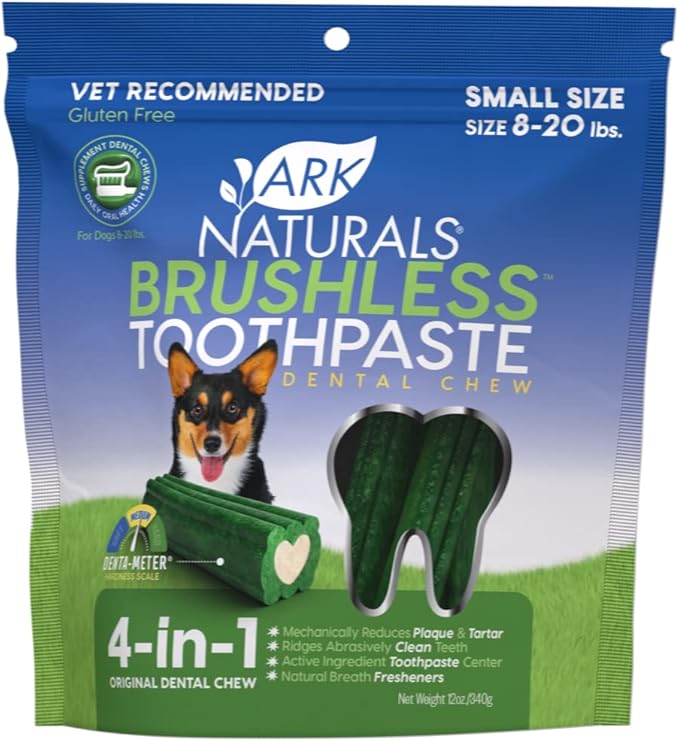 Ark Naturals Brushless Toothpaste, Dog Dental Chews for Small Breeds, Freshens Breath, Helps Reduce Plaque & Tartar, 12oz (Pack of 6)