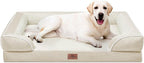 Comfort Expression Orthopedic Jumbo Dog Beds Waterproof, Extra Large Dog Beds Jumbo Breed, PV Washable Pet Sofa Couch with Removable Cover & Non-Slip Bottom(Beige)