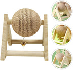 ABOOFAN Cat Scratcher Toy with Sisal Ball Cats Scratching Rope Ball Interactive Rotatable Wood Pet Scratcher Toys Durable for Indoor Kitties to Grind Claws Pet Furniture Supplies