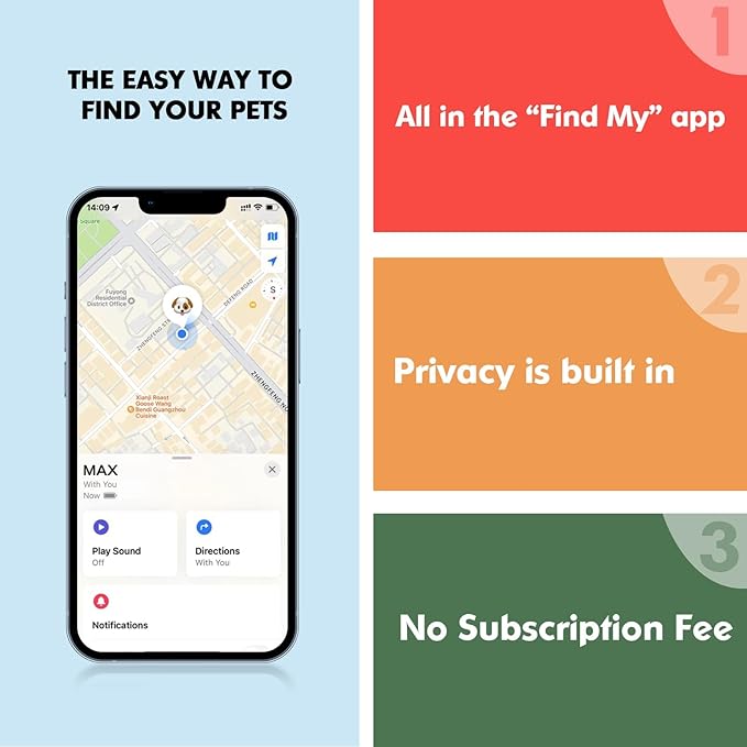 GPS Tracker for Dogs, 2 in 1 Pet Tracking Smart Collar (Only iOS), No Monthly Fee GPS Tracker Dog Collar, Real-time Location Comfortable PU Tracker Tag for Small, Medium Large Dogs(Locator Included)