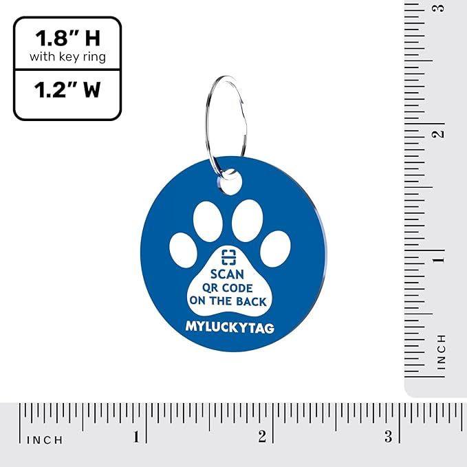 MYLUCKYTAG QR Code Stainless Steel Pet ID Tag - Personalized Online Profile, Location Alert Email, Digital and Durable Dog Collar Tag - Engraved