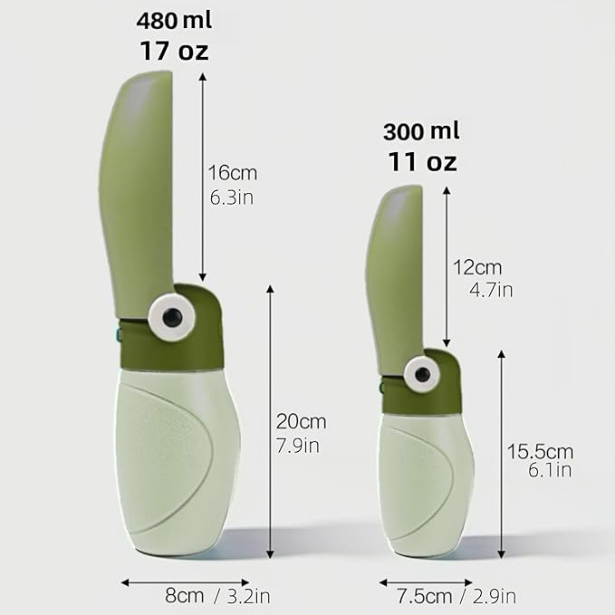 Dog Water Bottle Portable Puppy Travel Foldable Water Bottle Leak Proof Water Dispenser for Pet Cats Walking Hiking Travel Food Grade Plastic-Green 16 oz