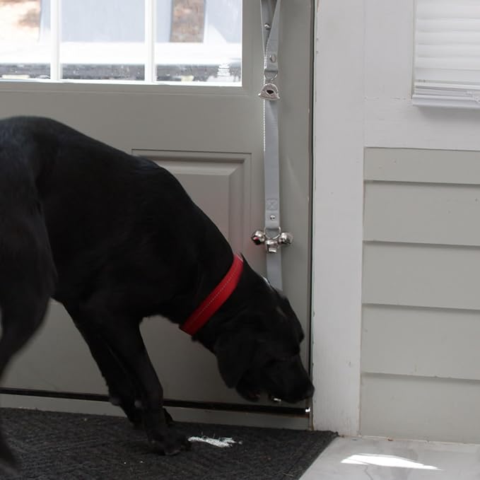 Caldwell's Pet Supply Co. Dog Potty Bells, Dog Door Bell, Bells to Go Outside, Potty Training Bell, Dogs Doorbell, Dogs Potty Doorbell, Ring to Go Pee, All Breed Puppy Training Tool - Gray (Set of 2)