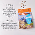 Feline Natural High Protein Dry Cat Food, Freeze-Dried Diet with 98% Meat, Organs & Seafood, No Peas, Grains, or Artificial Additives, Made in New Zealand Beef & Hoki, 3.5oz (Pack of 2)