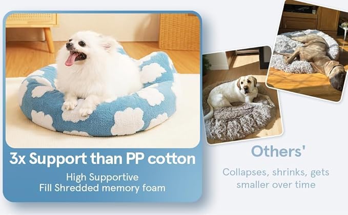 Waterproof Dog Beds for Medium Dogs, Removable and Washable Dog Bed, Cozy Soft Round Dog Bed with Waterproof Liner, Cute Donut Dog Bed for Indoor Cats ＆ Small Medium Dogs