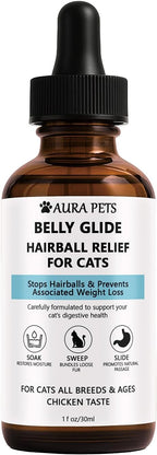 Aura Pets Natural Hairball Drops for Cats, with Vitamins, Aids Hairball Control and Digestive Health (1pcs)