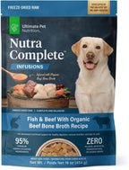 ULTIMATE PET NUTRITION Nutra Complete Bone Broth Infusions, 100% Freeze Dried Raw Veterinarian Formulated Dog Food with Antioxidants Prebiotics and Amino Acids (1 Pound, Bone Broth Fish)