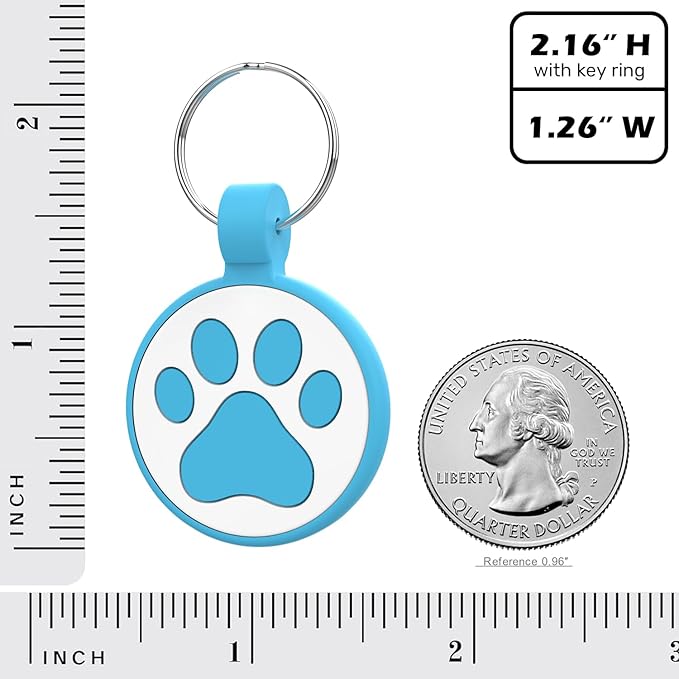 Personalized Dog Tag, Laser Engraving QR Code, Silicone Dog ID Tag, Pet Online Profile, Scan QR Code Send Location, Collar Harness Accessories (Medium to Large Breeds - 1.25", Blue)