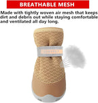 QUMY 4PCS Dog Shoes for Small Dogs, Hot Pavement Summer Puppy Dog Boots & Paw Protectors with Soft Anti-Slip Rubber Sole, Mesh Breathable Dog Booties for Hardfloors, Walking Running Khaki Size 1