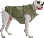 Spark Paws Dog Winter Jacket, Water-Resistant Coat, Warm Reflective Windproof Fleece-Interior, for Medium and Large Dogs - Olive - 4XL