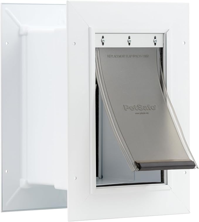 PetSafe Wall Entry Pet Door - Rust-Free Telescoping Frame - Easy Install for Interior & Exterior Walls 4 3/4" - 7" Thick - Small - for Pets Up to 15 lbs