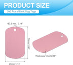 MECCANIXITY Blank Dog Tags Rectangle Blank Aluminum Blank Keychains Laser Engraving Blanks ID Name Tag Metal Personalized Pet Tags for DIY Crafts Pink, 300 Pack