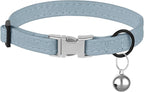Leather Cat Collar with Buckle and Removable Bell - Non Breakaway Adjustable Soft Safety Small Pet Collars for Girl Boy Cats Kitten (Cornflower)
