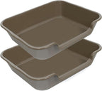 2 Pack Extra Large Dog Litter Box Pan Tray (ABS Material), Low Entry Jumbo Senior Litter Boxes for Multiple Kitten Big Cats, Pet Safe Indoor Dog Potty (Chocolate, 24" L x 20" W)