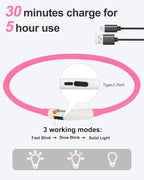 Joytale Light Up Dog Collar, Rechargeable Rainproof LED Collar for Night Walking Safety, Soft Silicone Glow in The Dark, Suitable for Small Medium Large Dogs, HotPink