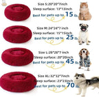 Cat Beds for Indoor Cats - Cat Bed Washable 24 inches, Dog Beds for Small Medium Dogs, Anti Anxiety Round Fluffy Plush Faux Fur Cat Bed, Thick Bottom (Red, Large)