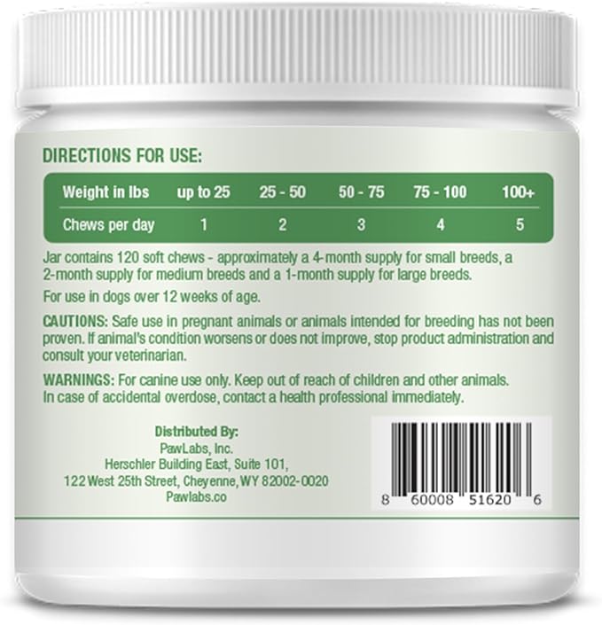Calming Hemp Chews for Dogs - Relieve Anxiety & Stress - Organic Hemp, Chamomile, Protein Powder, Valerian Root - Natural Calming Aid - Vet Formulated, USA Made - Duck Flavor - 120 Count