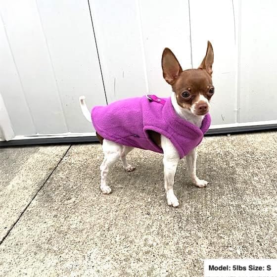 JACKO & CO - Fleece Vest Sweater with Leash Ring - Soft Lightweight Breathable for Puppies Small Medium Dogs, Kitten, Cats, Chihuahua - Warm for Fall/Autumn/Winter (Purple, X-Small 2-4lbs)