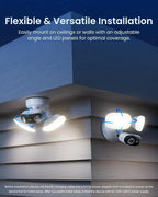 REOLINK Elite Floodlight WiFi, 4K 8MP 180° Panoramic Wired Floodlight Camera, Adjustable 3000 Lumens, Local AI Video Search, Dual-Band Wi-Fi 6, 24/7 Recording, No Monthly Fees, 100~240V AC Hardwired